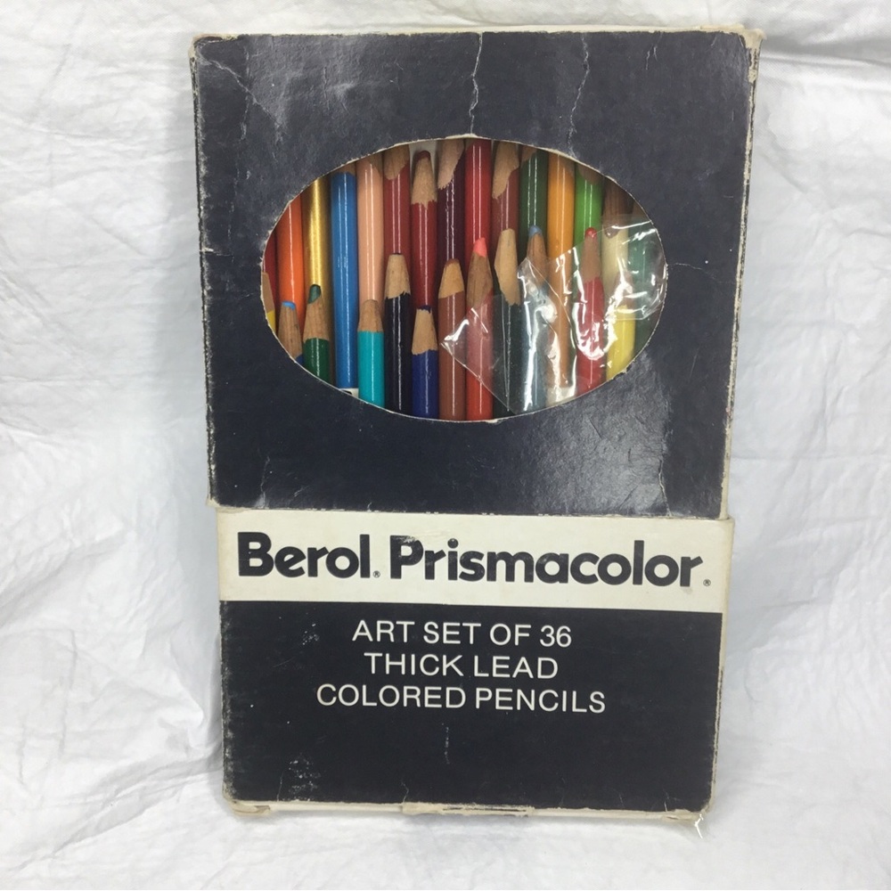 VTG Berol Prismacolor 36 Color Thick Lead Art Set Colored Pencils 954 Easel Box